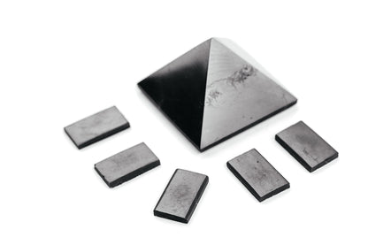 KARELIANMASTERS Shungite Stones Pyramid and Sticker for Phone Set - Crystal Healing Protection
