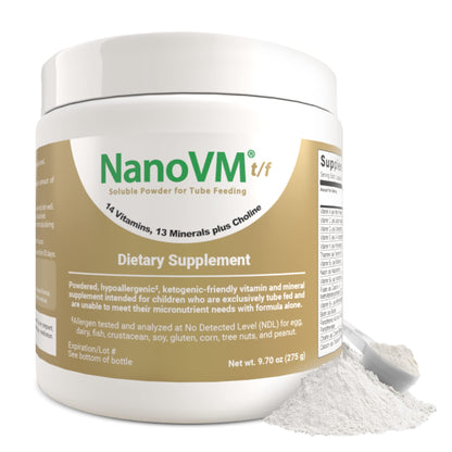 NanoVM t/f, Dietary Supplement for Tube Feeding, Allergen-Free Kids Multivitamin, Unflavored Vitamin Powder with 14 Vitamins & 13 Minerals, Low-Carb Kids Vitamins, 275g - Solace Nutrition NanoVMBuy Supplements Australia