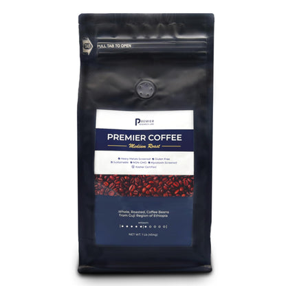 Premier Research Labs Organic Whole Roasted Coffee Beans - Medium Roast, From Guji Region of Ethiopia, Crafted for Optimal Health Benefits, Sweet & Fruity, Well-Balanced, Gluten Free - 1 Pound Premier Research LabsBuy Supplements Australia