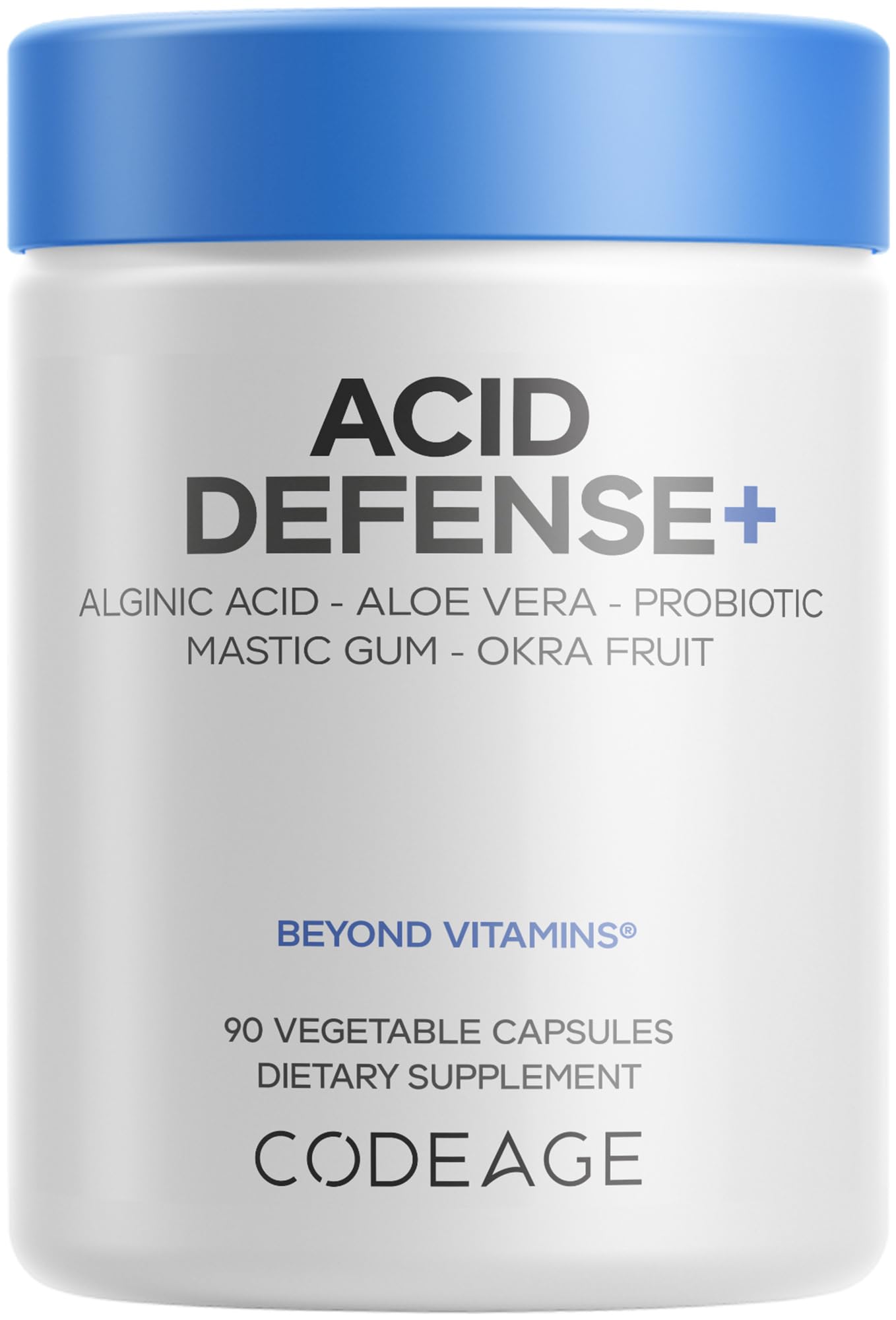 Codeage Acid Defense+ Supplement - Marshmallow Root, DGL Licorice, Aloe Vera, Probiotics, Alginic Acid, Zinc-L-Carnosine, Mastic Gum, Okra Fruit - Digestion Support - Non-GMO - 90 Capsules CodeageBuy Supplements Australia