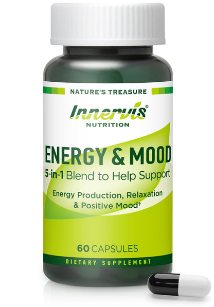 Caffeine Free Natural Energy Boost with Ashwagandha, Maca & Magnesium - Support Stress Relief, Focus & Mood - 60 Capsules by Innervis Nutrition INNERVISNUTRITIONBuy Supplements Australia