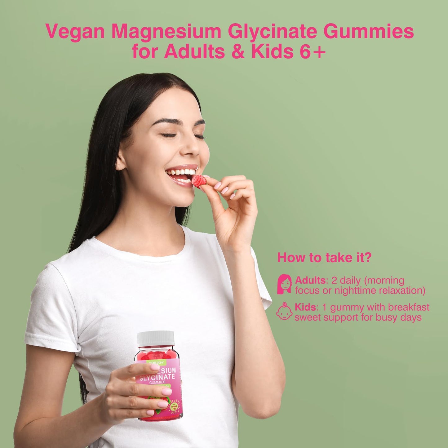 Magnesium Glycinate Gummies 600mg, Sugar Free Magnesium Gummies for Adults with Ashwagandha, Lemon Balm & GABA for Sleep