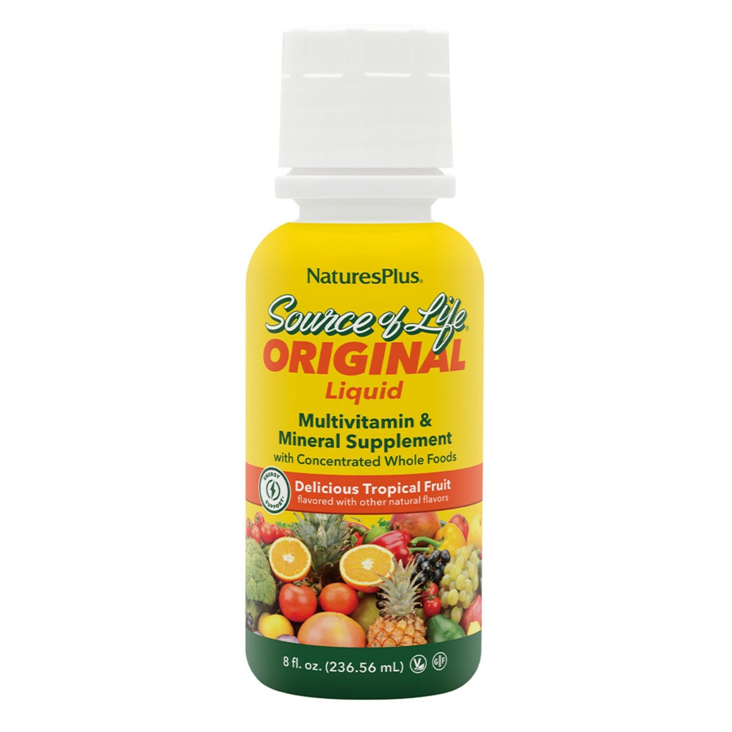 NaturesPlus Source of Life Liquid, Tropical Fruit - 8 fl oz - Multivitamin & Mineral Supplement - Gluten Free, Vegetarian - 8 Servings NaturesPlusBuy Supplements Australia