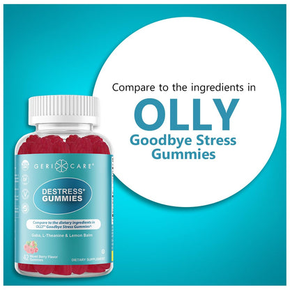 GeriCare DeStress Gummies with GABA, L-Theanine & Lemon Balm Mixed Berry Flavor – 42 Count – Supports Relaxation & Mental Clarity – Non-GMO, Gluten-Free, Vegan GeriCareBuy Supplements Australia