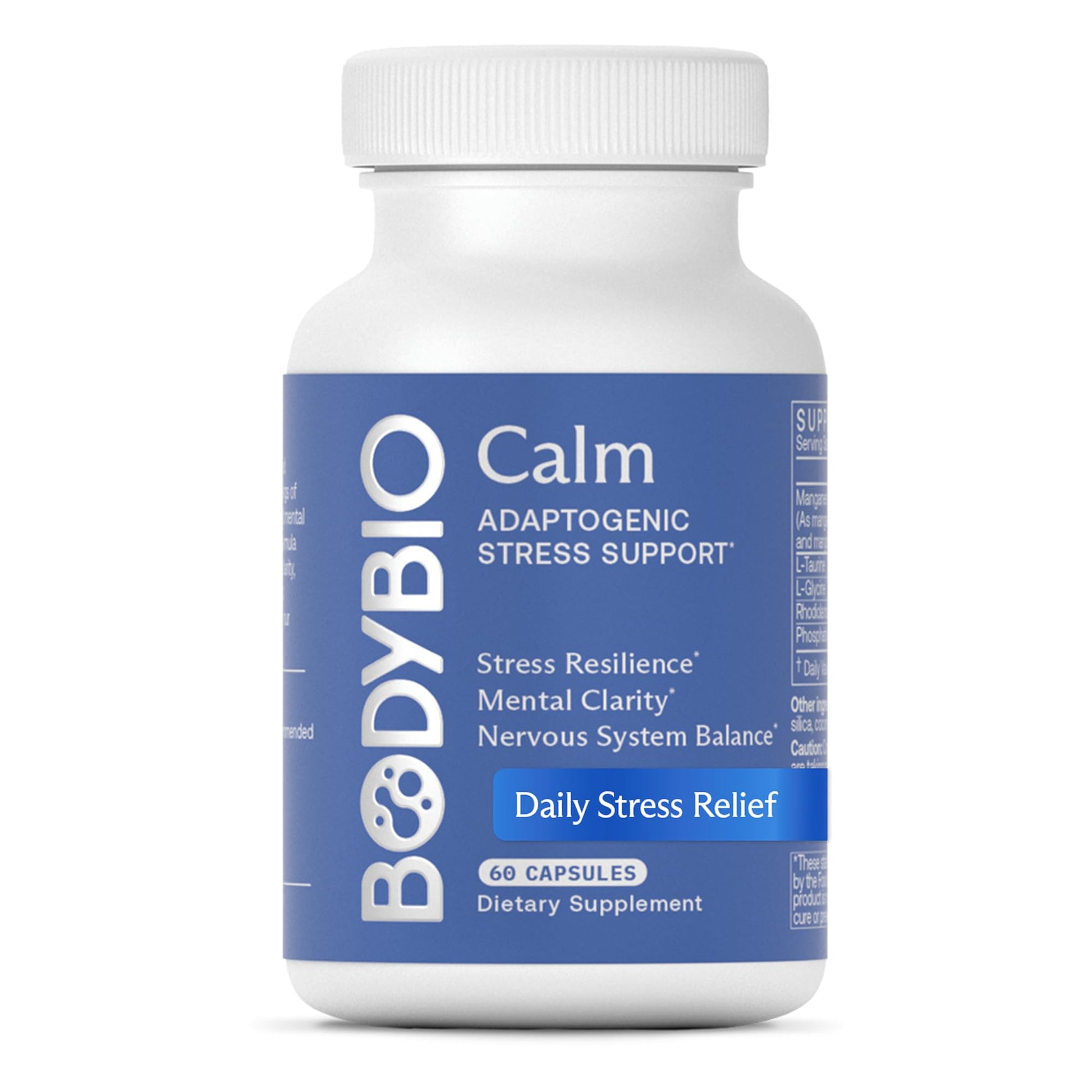 BodyBio Calm - Natural Stress Relief Blend with Rhodiola, Glycine & Phosphatidylserine - Supports Relaxation, Mental Focus & Balanced Cortisol - Non - Drowsy Formula BodyBioBuy Supplements Australia
