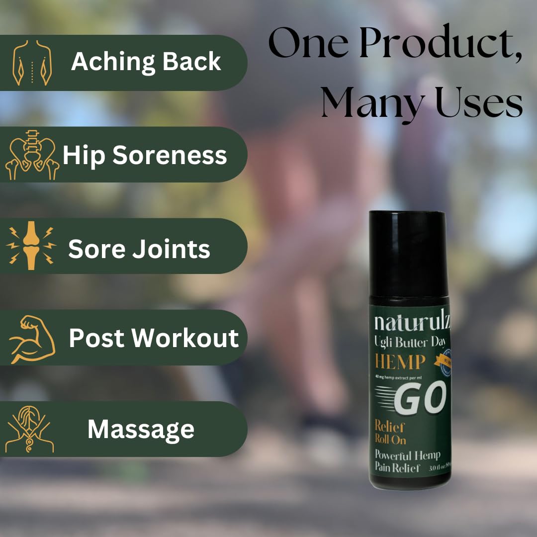 Ugli Butter Hemp Daytime Roll-On 3oz – Soothing Roll-On with Oregon-Grown Hemp, Capsaicin, Arnica & Turmeric for Back, Knee, Leg, Hip Soreness & Discomfort, Ideal for Neck & Shoulder Tightness NaturulzBuy Supplements Australia