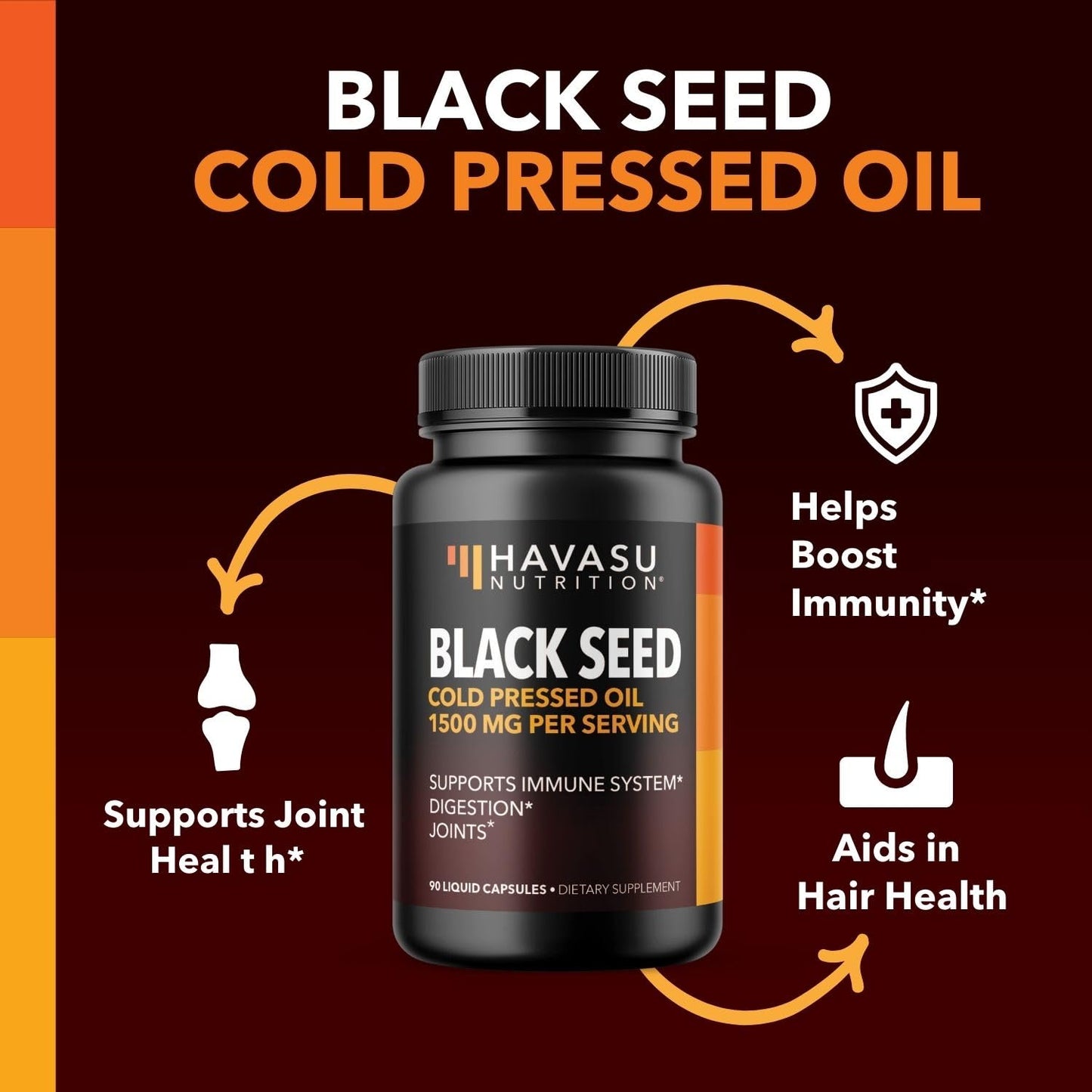 Black Seed Oil Nigella Sativa Cold-Pressed Capsules | 1500mg Black Cumin Seed Oil HAVASU NUTRITIONBuy Supplements Australia