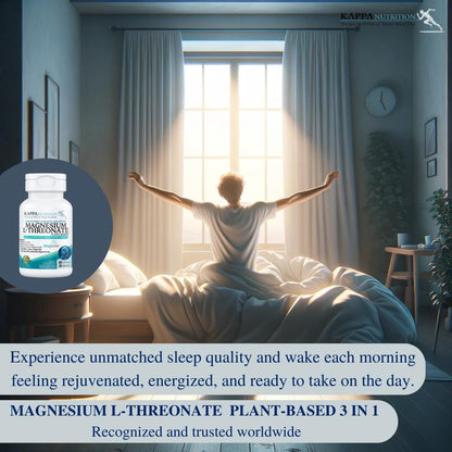 Kappa Nutrition Powered by Magbrain™ Magnesium L-Threonate Plant-Based, 60 Vegan Capsules, 420mg Elemental Magnesium (3 Capsules) from 2,253mg