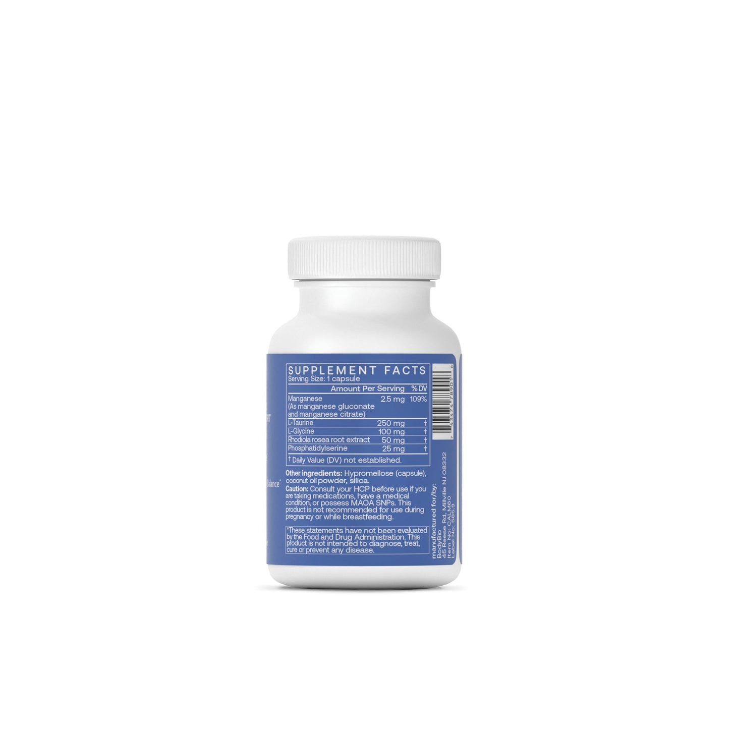 BodyBio Calm - Natural Stress Relief Blend with Rhodiola, Glycine & Phosphatidylserine - Supports Relaxation, Mental Focus & Balanced Cortisol - Non - Drowsy Formula BodyBioBuy Supplements Australia