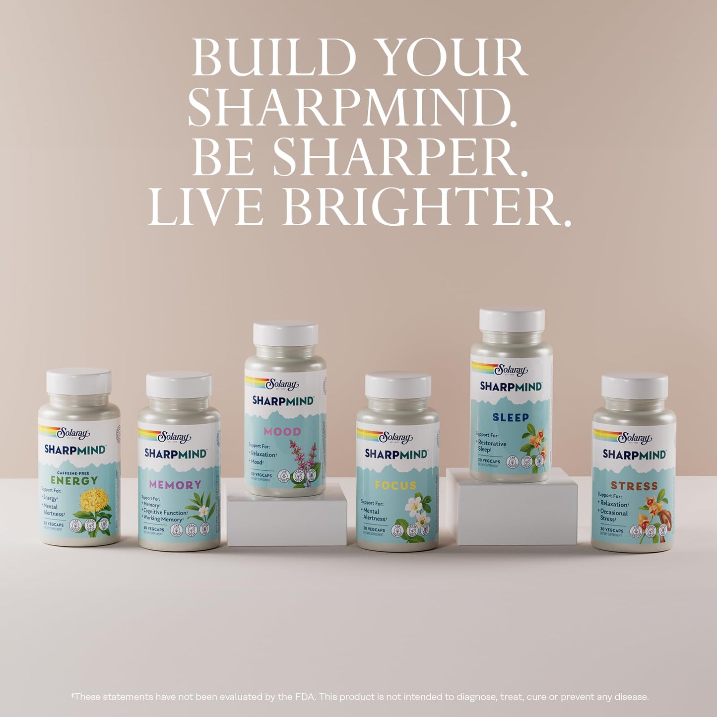 SOLARAY SharpMind Memory Formula - Brain Supplements for Memory and Focus - Cognivia, Gotu Kola & Chaga Mushroom Supplement - Ginkgo Biloba Alternative - 60-Day Guarantee - 30 Servings, 60 VegCaps SOLARAYBuy Supplements Australia