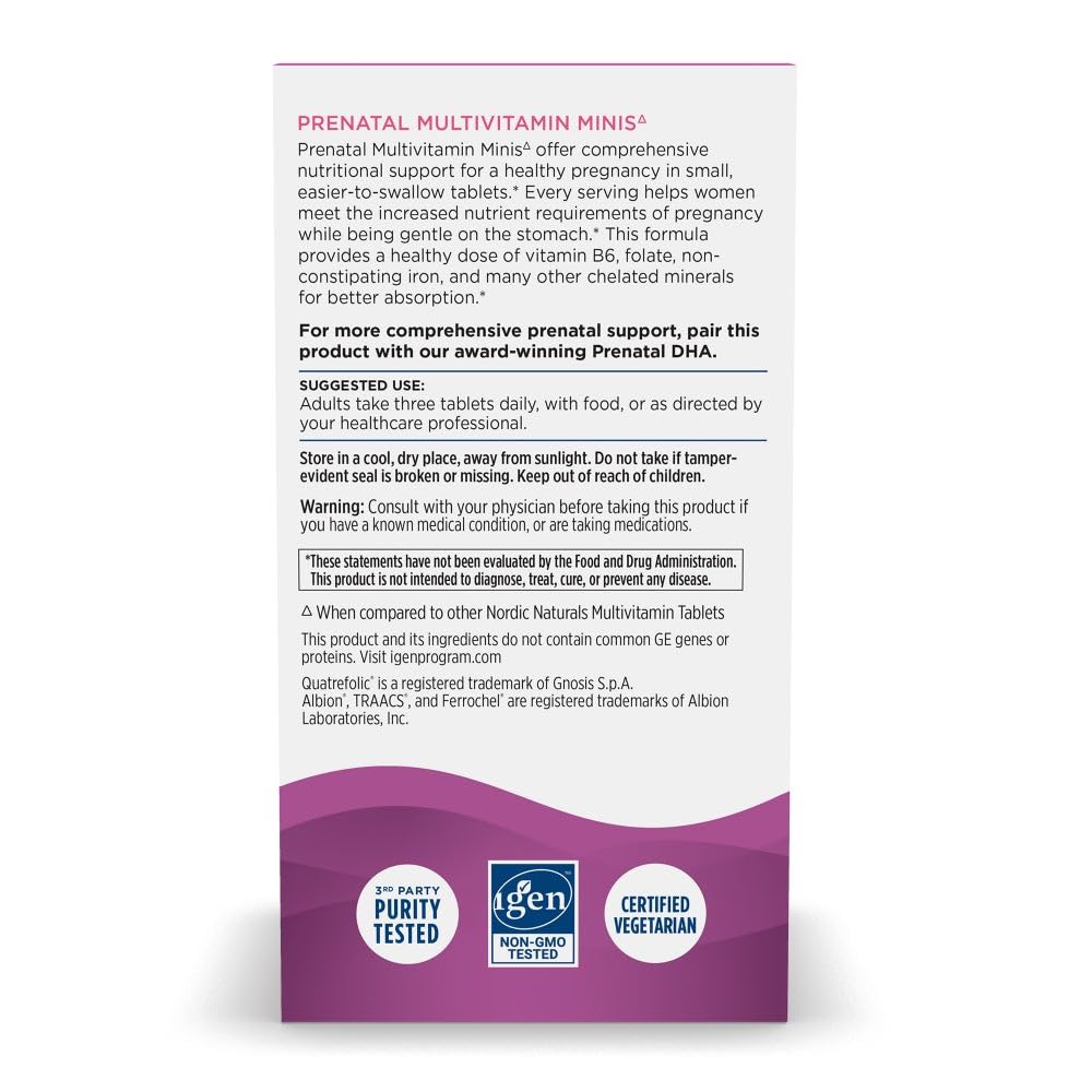 Nordic Naturals Vegetarian Prenatal Multivitamin Minis - 90 Easy to Swallow Tablets - Highly Absorbable Multivitamin and Mineral Supplement to Support Pregnancy - Non-GMO, 30 Servings Nordic NaturalsBuy Supplements Australia