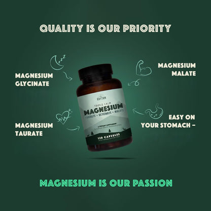 Natural Rhythm Triple Calm Magnesium Complex - 120 Capsules, Chelated Magnesium Glycinate, Taurate & Malate, High Absorption Supplement for Sleep, Stress, Muscle & Heart Support, Non-GMO, Vegan Natural RhythmBuy Supplements Australia