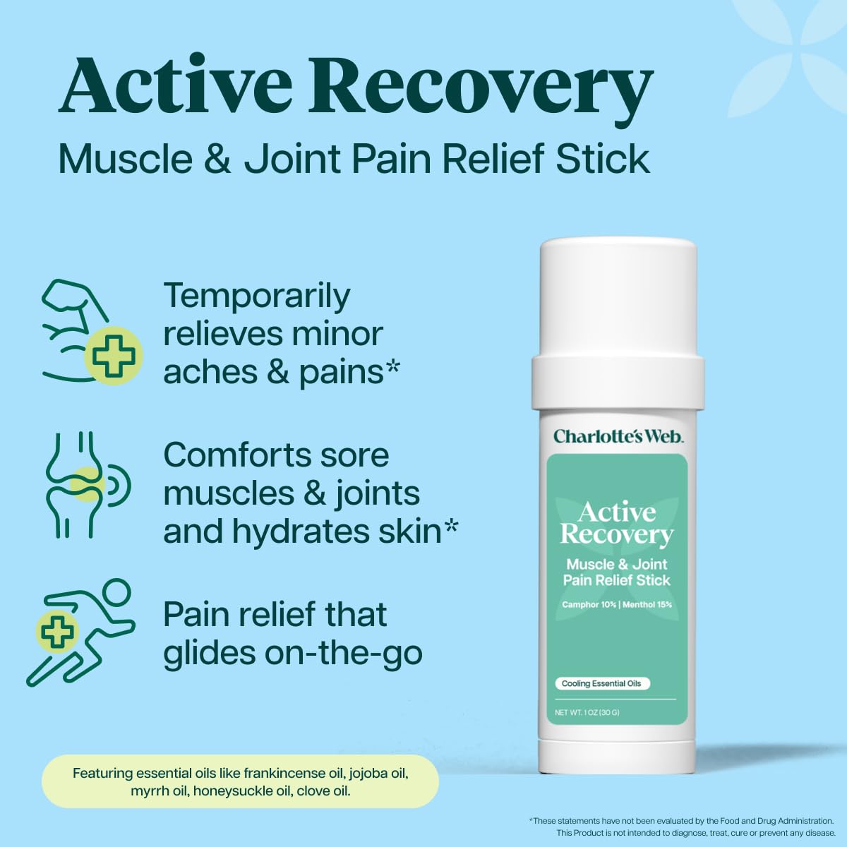 Charlotte's Web Active Recovery Muscle & Joint Pain Relief Stick 1oz Charlotte's WebBuy Supplements Australia