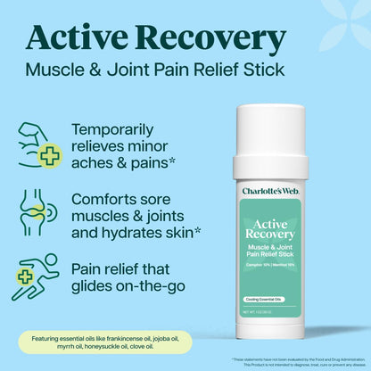Charlotte's Web Active Recovery Muscle & Joint Pain Relief Stick 1oz Charlotte's WebBuy Supplements Australia