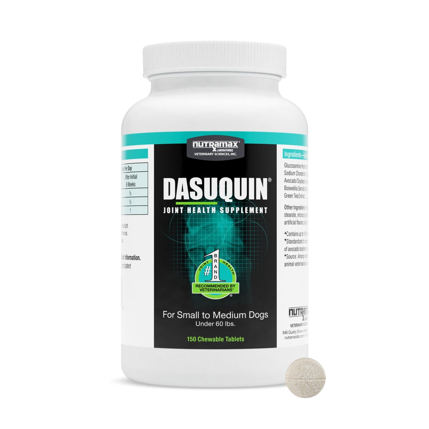 Nutramax Dasuquin for Small to Medium Dogs, Joint Health Supplement, Contains Glucosamine for Dogs, Plus Chondroitin, ASU and More, Supports Healthy Joints, Chewable Tablets, 150 Count Nutramax LaboratoriesBuy Supplements Australia
