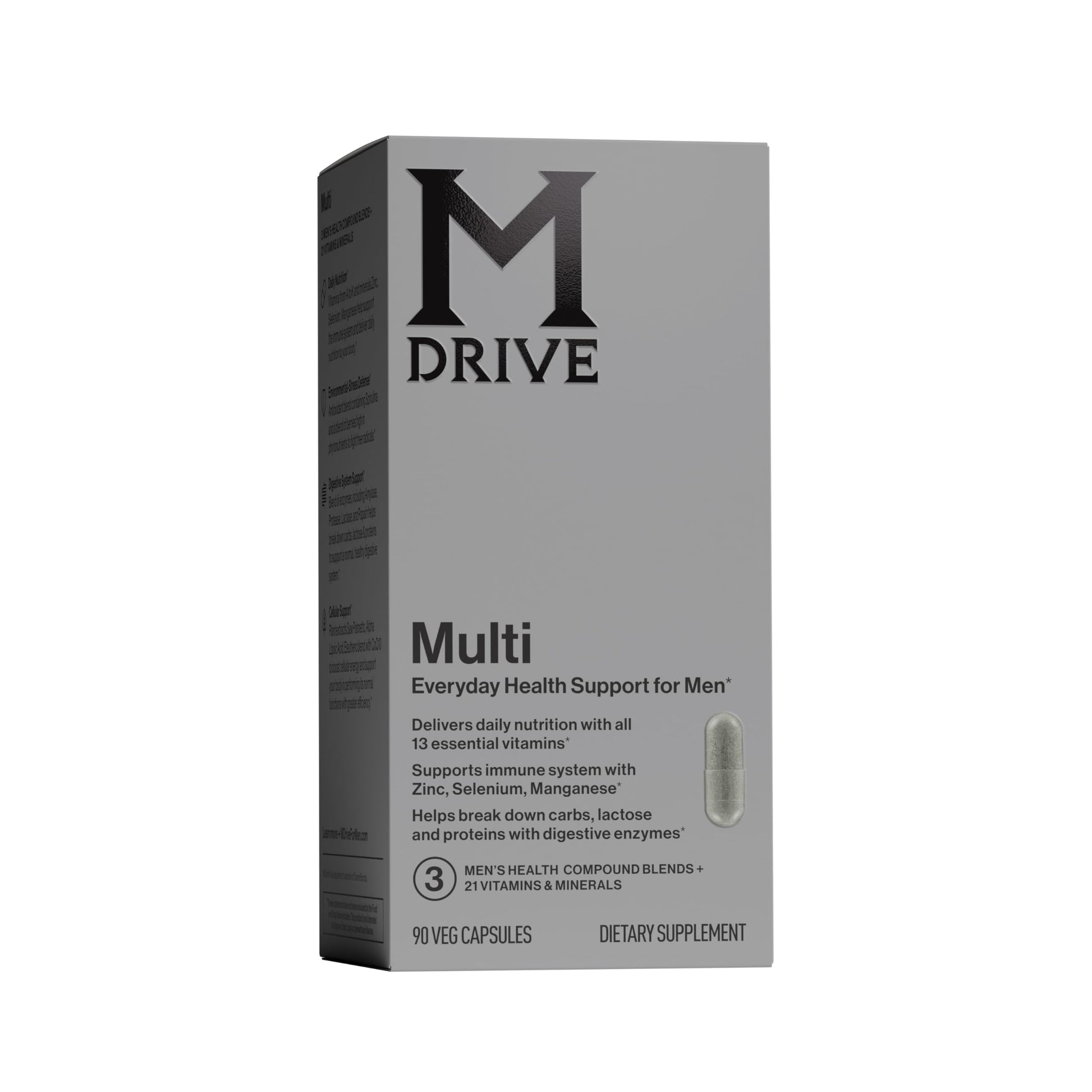 Mdrive Multivitamin for Men, Daily Multivitamin - Immune Health Support from Zinc, Selenium, Manganese & Vitamin D, Enzymes for Digestive Support, CoQ10 for Energy and Vitamin K2, 90 Capsules MdriveBuy Supplements Australia