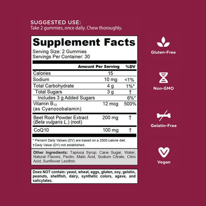 Goli Nutritional Supplement, Beets Cardio Gummy - 60 Count - CoQ10 & Beet Root Extract GoliBuy Supplements Australia