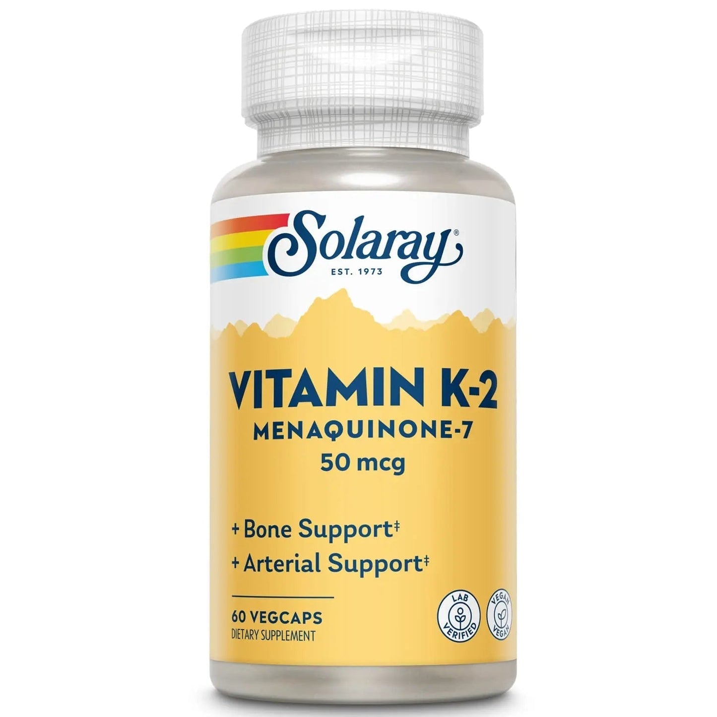 SOLARAY Vitamin K-2 as MK-7 50 mcg - Vitamin K2 MK7 Supplement for Bone Health Support, Vit K2 as Menaquinone for Women and Men - 60 Vegan Capsules SOLARAYBuy Supplements Australia