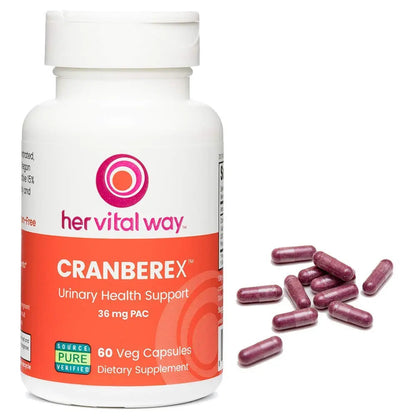 her vital way Cranberex - Cranberry Pills for Women and Men - Cranberry Supplement with 36mg PAC - Cranberry Extract Capsules for Urinary Tract Health and Kidney Care - 60 Veg Capsules her vital wayBuy Supplements Australia