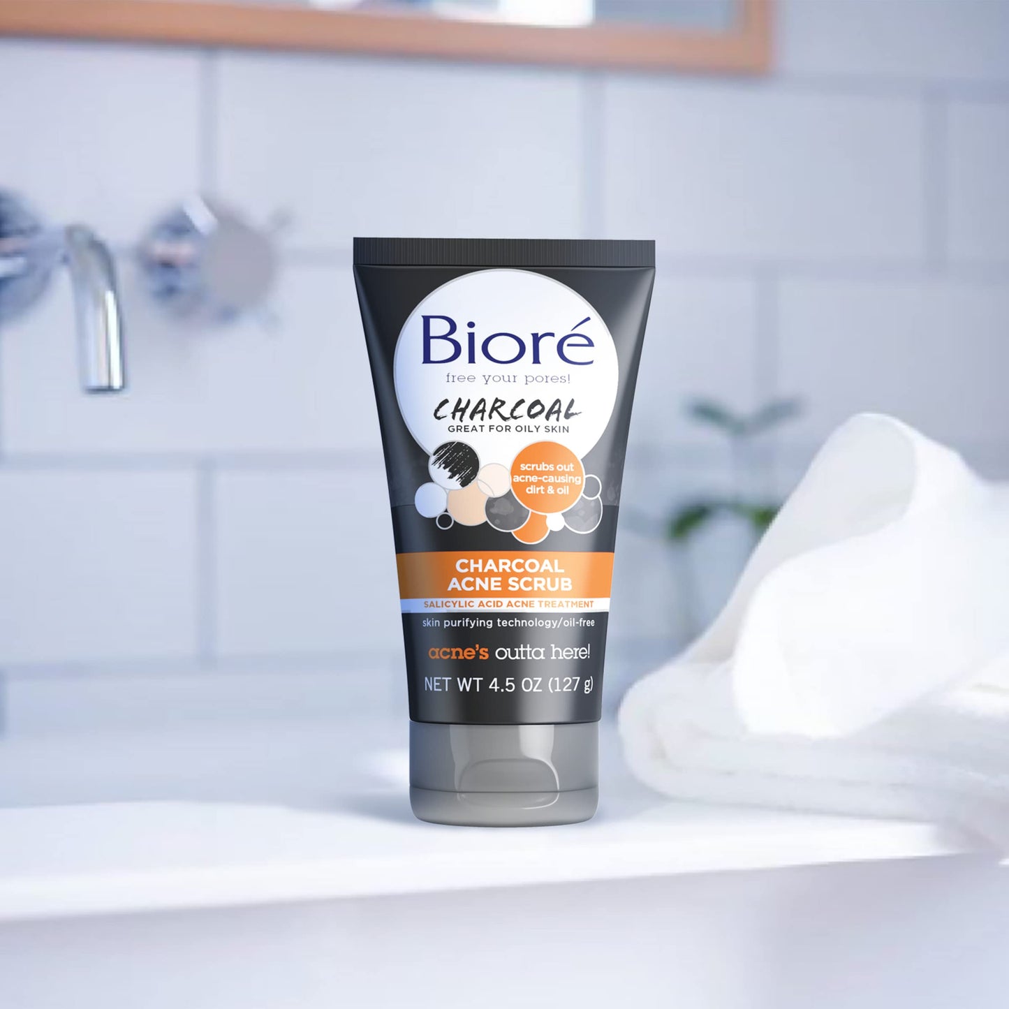 Bioré Charcoal Acne Face Scrub, with 1% Salicylic Acid and Natural Charcoal, Helps Prevent BioreBuy Supplements Australia