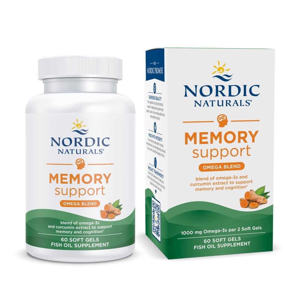 Nordic Naturals Memory Support with Curcumin - 60 Soft Gels - 1000 mg Omega-3 + 400 mg Optimized Curcumin - Memory, Cognition - Contains Phosphatidylcholine & Huperzine A - Non-GMO - 30 Servings Nordic NaturalsBuy Supplements Australia