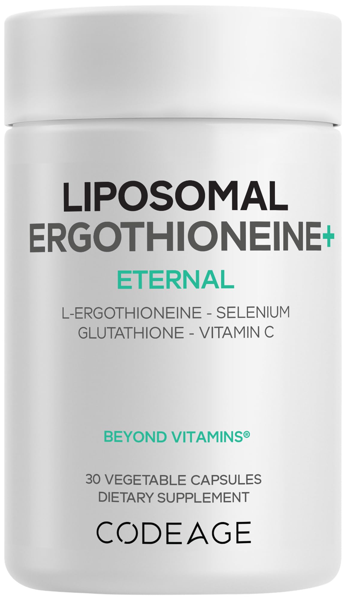 Codeage Liposomal Ergothioneine+ Supplement - L-Ergothioneine, L-Glutathione, Vitamin C, Selenium, Phospholipid Complex - Healthy Aging & Antioxidant - Vegan, Non-GMO, Soy-Free – 30 Capsules CodeageBuy Supplements Australia