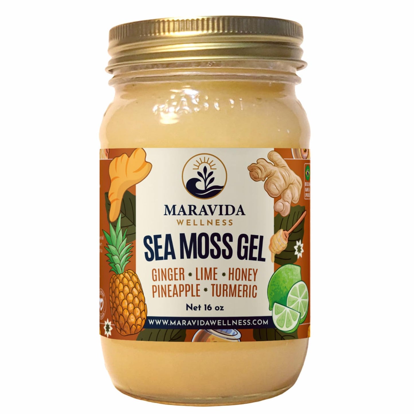 Maravida Wellness Sea Moss Gel – Pineapple, Lime, Honey, Ginger & Turmeric – 100% Natural Raw Organic Irish Moss – 16oz Jar – Premium Superfood for Everyday Wellness Maravida WellnessBuy Supplements Australia