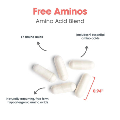 Nutricology Free Aminos Supplement - Essential Amino Acids Complex, Lean Muscle Mass Support, Vegetarian Capsules - 100 Count Allergy Research GroupBuy Supplements Australia