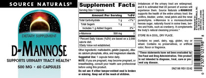 Source Naturals D-Mannose, Potent Urinary Tract & Bladder Health Support*, 500mg - 60 Capsules Source NaturalsBuy Supplements Australia