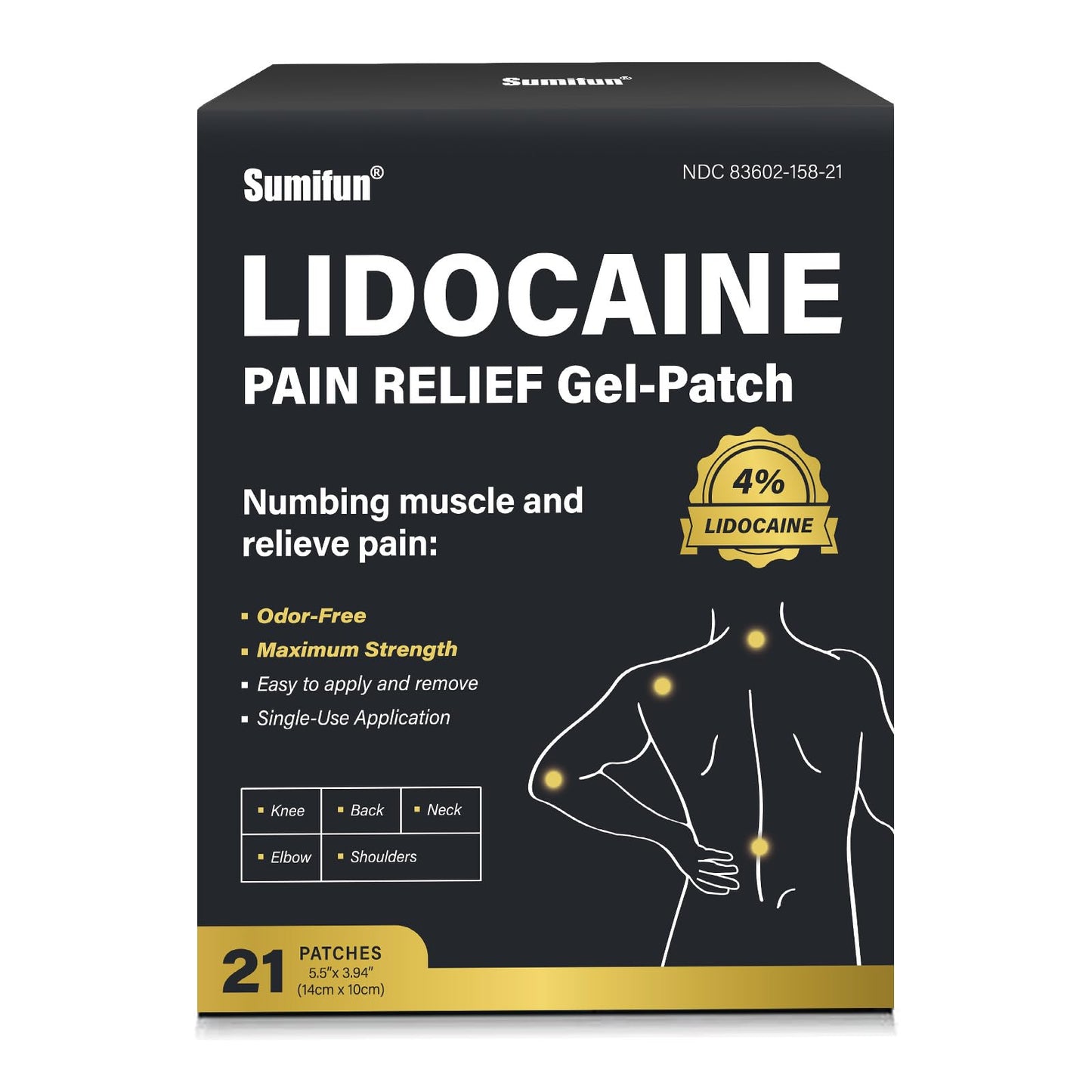 Sumifun 4% Lidocaine Patches,Maximum Strength Pain Relieving Patch Back, Shoulder, Joints, Knee Pain Relief and Muscle Soreness - 8 Hour Pain Relief (21 Count(Pack of 1)) SumifunBuy Supplements Australia