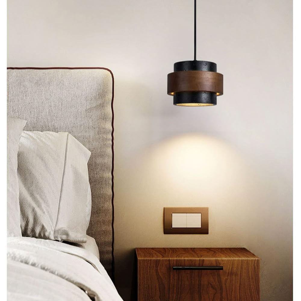 JIANGXMF Nordic Natural Travertine Pendant Light Wabi-sabi Stone Chandelier Retro Industry Hanging Ceiling Lamp for Bedroom Bedside Study Dining Table Lighting (Black) JIANGXMFBuy Supplements Australia