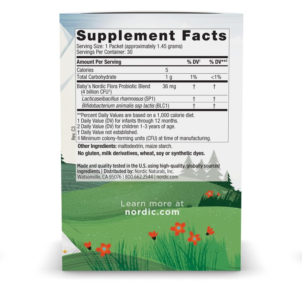 Nordic Naturals Baby’s Nordic Flora Probiotic Powder, Unflavored - 30 Packets - 4 Billion CFU - Digestive Health & Immune Support for Babies & Toddlers (6 Months to 3 Years) - 30 Servings Nordic NaturalsBuy Supplements Australia
