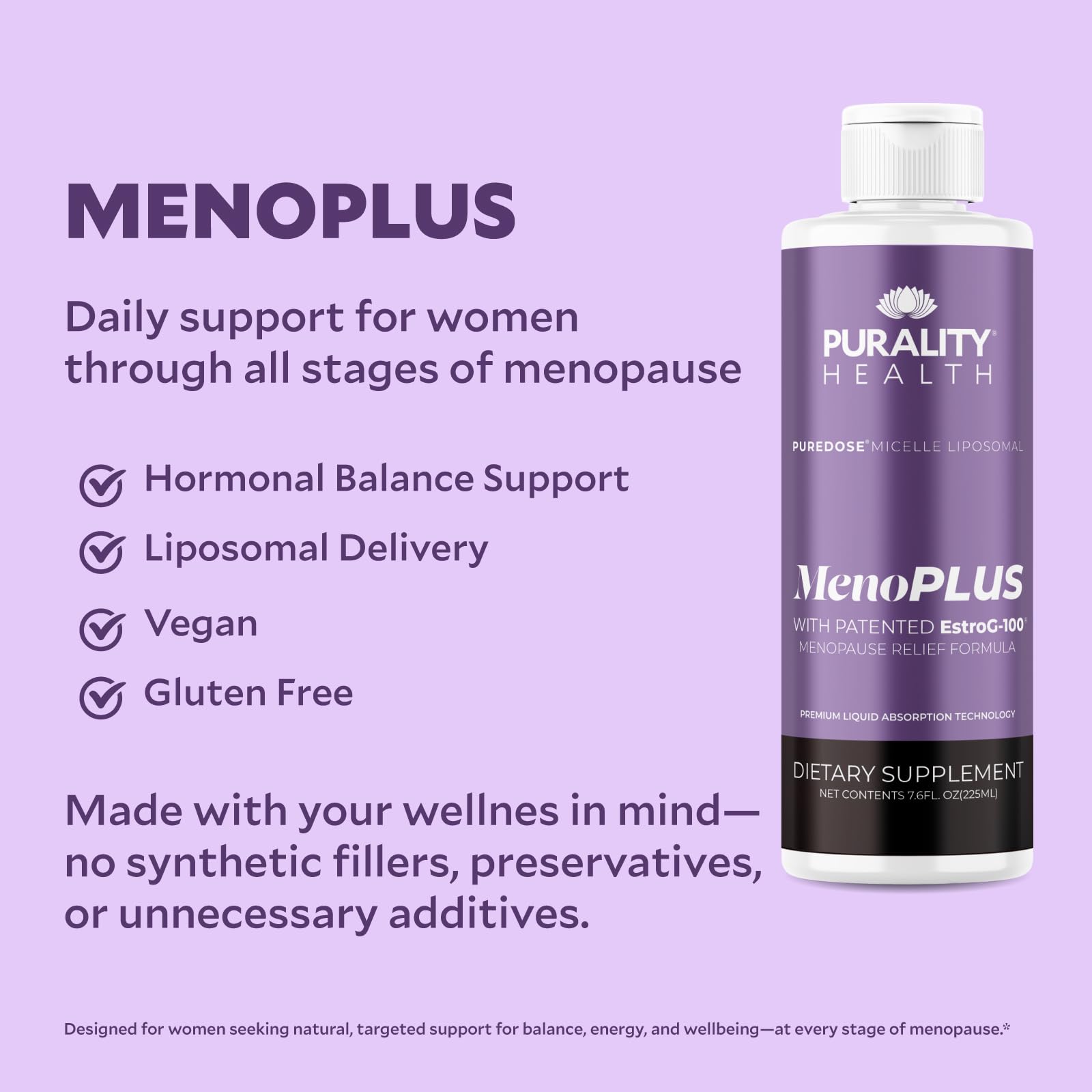 PURALITY HEALTH MenoPLUS Liposomal Menopause Supplement for Women | EstroG-100®, Vitamins D3, B6, B12 & K2 | Iodine | Hormonal Balance & Mood Support PURALITY HEALTHBuy Supplements Australia
