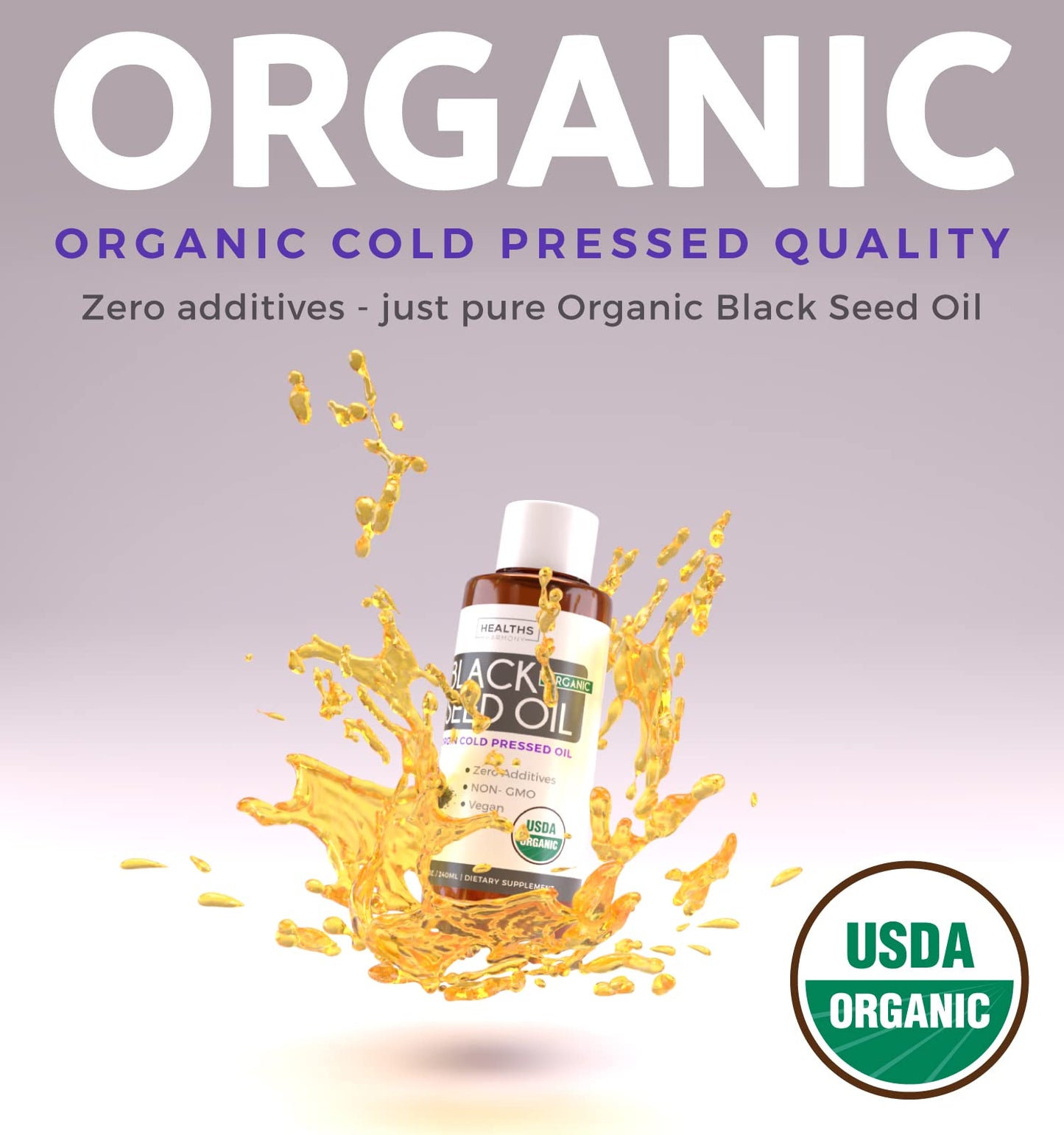 USDA Organic Black Cumin Seed Oil Liquid (8 fl oz) Premium Cold-Pressed Nigella Sativa Healths HarmonyBuy Supplements Australia