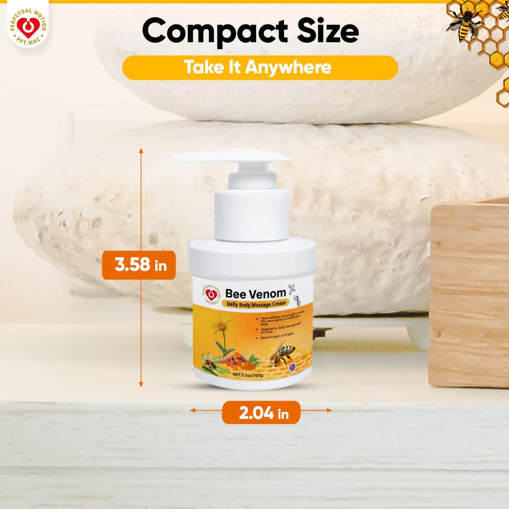 PPT.MHC Bee Venom Massage Cream with Pump - Soothing Muscle Rub with Turmeric, Arnica & MSM - Premium Bee Venom Lotion for Back, Legs & Feet - Everyday Non-Greasy 3.5oz Cream PPT.MHCBuy Supplements Australia