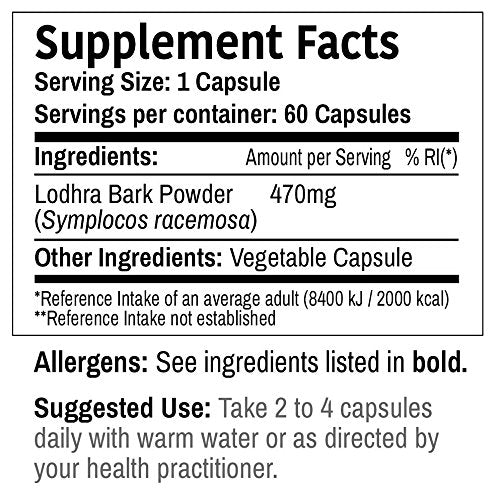 DR WAKDE's Organic Lodhra Capsules (Symplocos racemosa) I 100% Natural Herbal Supplement I 60 Veggie Capsules DR WAKDE'sBuy Supplements Australia