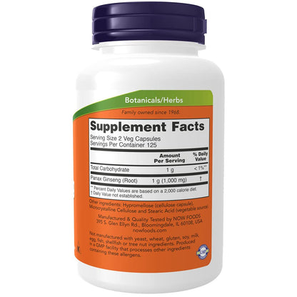 NOW Supplements, Panax Ginseng (Root) 500 mg, Adaptogenic Herb*, 250 Veg Capsules NOWBuy Supplements Australia