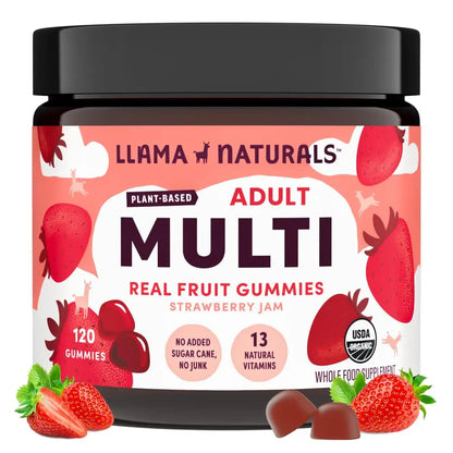 Llama Naturals Multivitamin for Women & Men, Vegan, Organic Gummies with Vitamin D, C & K, Adults Real Fruit Gummy Vitamins Llama NaturalsBuy Supplements Australia