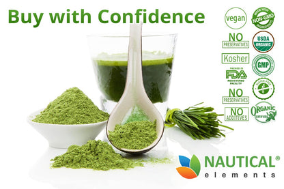 Wheatgrass Powder - USDA Certified Organic Wheat Grass Powder That Is Rich In Essential Amino Acids, Chlorophyll, Antioxidants, Fatty Acids, Minerals & Vitamins - US Grown - Vegan & Non-GMO Superfoods Nautical ElementsBuy Supplements Australia