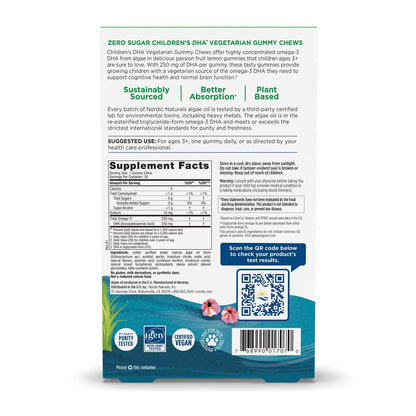 Nordic Naturals Zero Sugar Children’s DHA Vegetarian Gummy Chews - Passion Fruit Lemon Flavor - 30 Gummies - Vegan Algae Oil Omega-3 Supplement for Kids Brain & Cognition Support - 30 Servings Nordic NaturalsBuy Supplements Australia