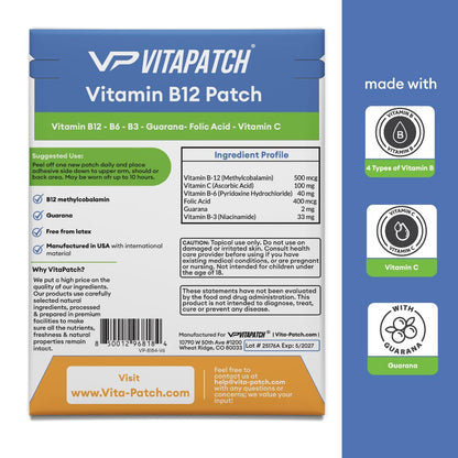 VitaPatch Vitamin B12 Patch for Energy Plus – 30 Count Vitamin B12 Patches – B12 Vitamins VitaPatchBuy Supplements Australia