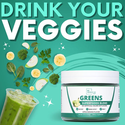 Green Superfood Powder for Digestion & Gut Health - Keto Friendly Superfood Greens Blend Powder for Immune Support - Powdered Greens Supplement for Immune Boost - Apple Banana Flavor My Adventure to FitBuy Supplements Australia