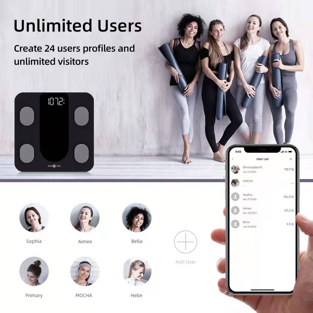 RunSTAR Smart Scale for Body Weight, Digital Bathroom Scale BMI Weighing Body Fat Scale runstarBuy Supplements Australia