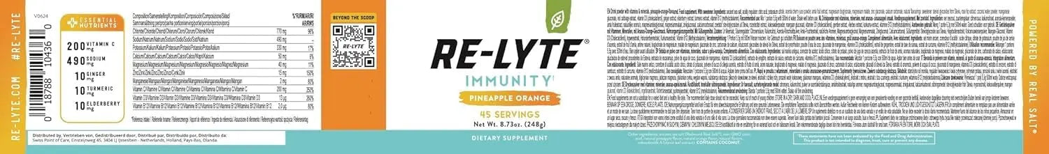REDMOND Re-Lyte Immunity, Multivitamin Supplement Mix (Pinapple Orange) REDMOND
