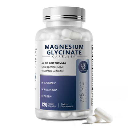 iMATCHME Magnesium Glycinate 850mg Capsules with L-Theanine, Chamomile & GABA for Sleep, Calmness, Muscle, Bone Health & Immune Support, Magnesium for Women and Men,