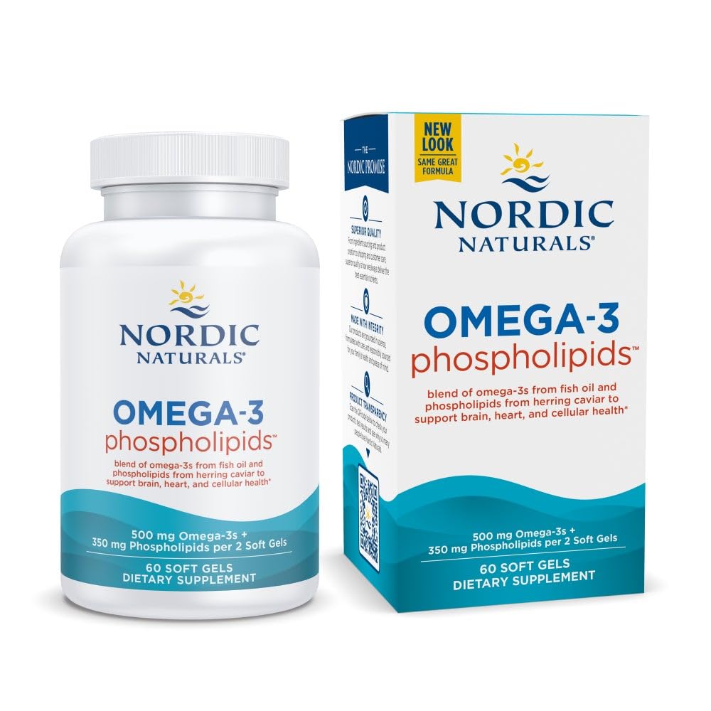Nordic Naturals Omega-3 Phospholipids, Unflavored - 60 Soft Gels - 500 mg Omega-3 & 350 mg Phospholipids - Heart & Brain Health - Small, Easy-to-Swallow Soft Gels - Non-GMO - 30 Servings Nordic NaturalsBuy Supplements Australia