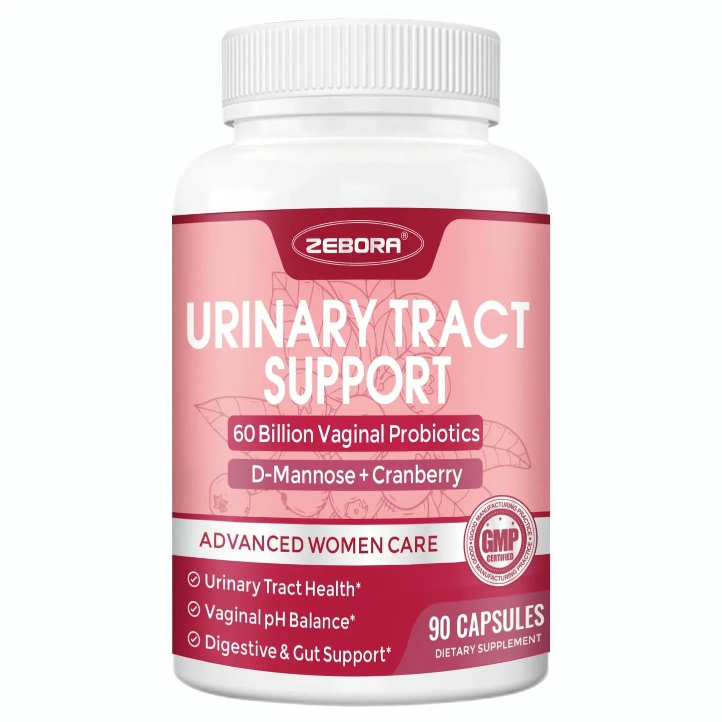 ZEBORA Urinary Tract Health for Women - Vaginal Probiotics for Women Digestive Health and pH Balance - D Mannose Supplements with Cranberry to Cleanse Urinary Tract & Bladder - 90 Capsules ZEBORABuy Supplements Australia