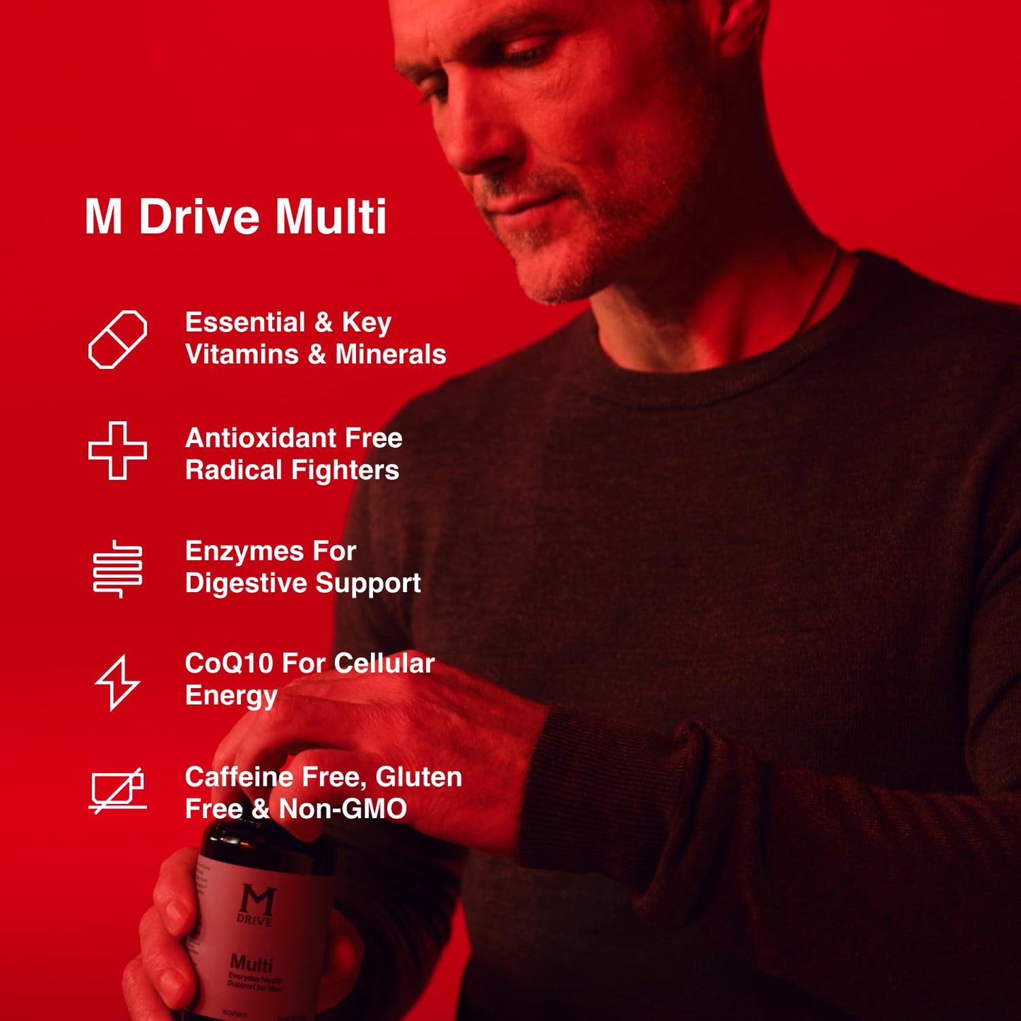 Mdrive Multivitamin for Men, Daily Multivitamin - Immune Health Support from Zinc, Selenium, Manganese & Vitamin D, Enzymes for Digestive Support, CoQ10 for Energy and Vitamin K2, 90 Capsules MdriveBuy Supplements Australia