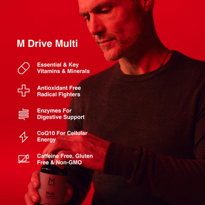 Mdrive Multivitamin for Men, Daily Multivitamin - Immune Health Support from Zinc, Selenium, Manganese & Vitamin D, Enzymes for Digestive Support, CoQ10 for Energy and Vitamin K2, 90 Capsules MdriveBuy Supplements Australia
