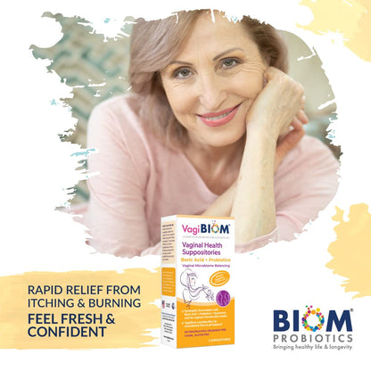 VagiBiom Boric Acid Suppositories with Lactobacillus: Microbiome Flora Balance; Balance and Nourishes VagiBiomBuy Supplements Australia